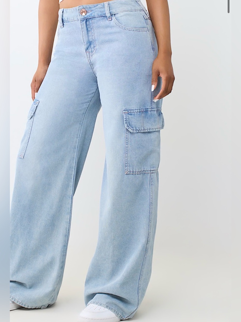 True Religion Bobbi Mid Rise Baggy Cargo Jean